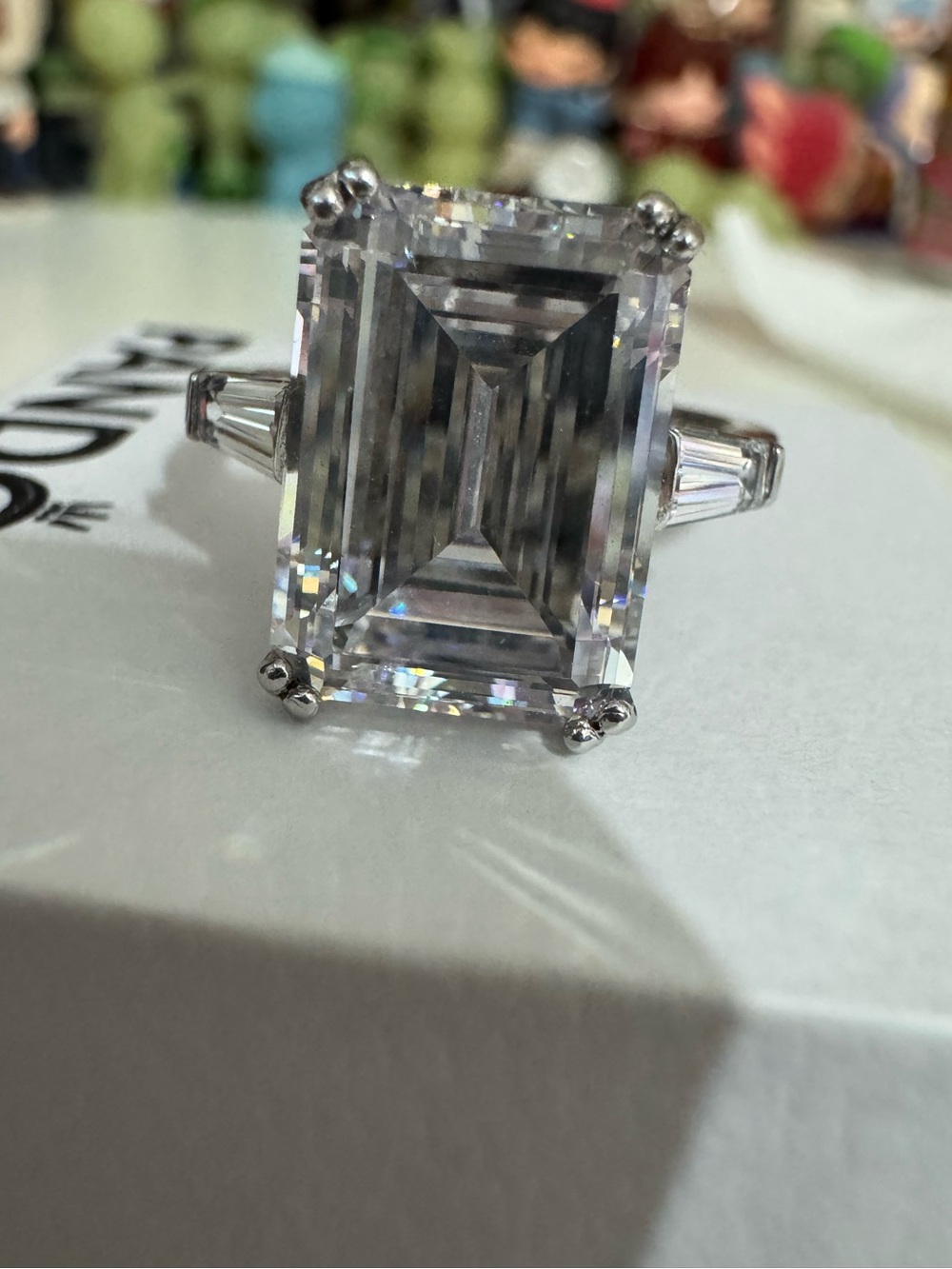 Emerald cut ring sterling silver 925